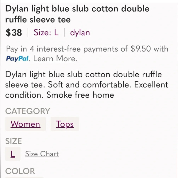 Dylan Light Blue Double Ruffle Sleeve Tee Slub Cotton - Picture 2 of 9